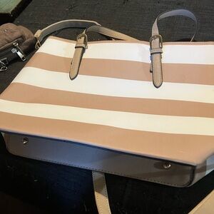 Striped Tan and White Women's Bag
